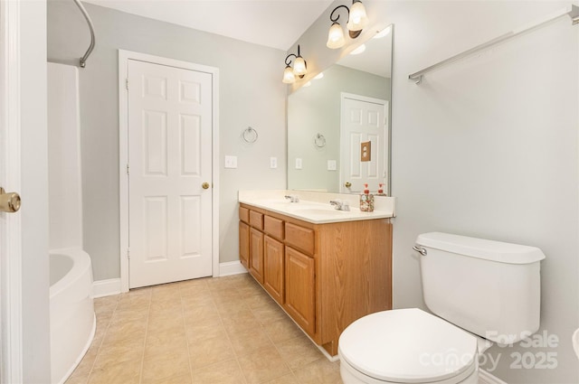 237 Lylic Woods Dr, Fort Mill, SC 29715 - bathroom featuring double vanity, toilet, tile patterned flooring, and baseboards