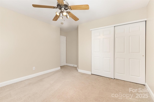 237 Lylic Woods Dr, Fort Mill, SC 29715 - unfurnished bedroom with carpet floors, baseboards, a closet, and ceiling fan