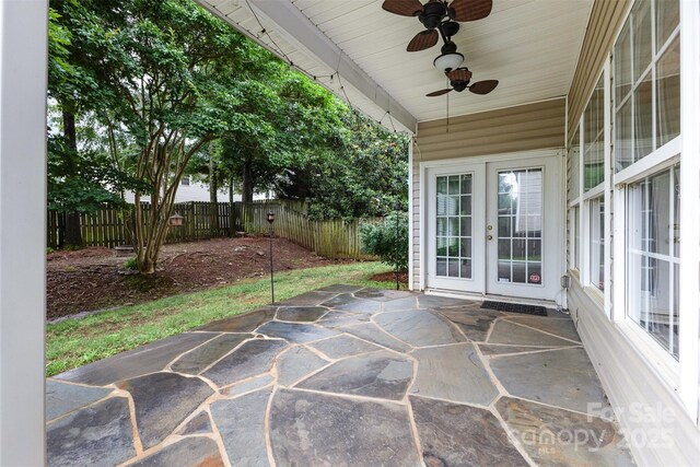 237 Lylic Woods Dr, Fort Mill, SC 29715 - view of patio featuring french doors and a ceiling fan