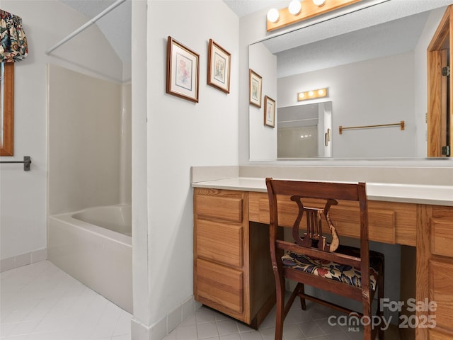 43 Hungryneck Hollow Ln, Saluda, NC 28773 - full bath with bathtub / shower combination, vanity, tile patterned floors, and baseboards