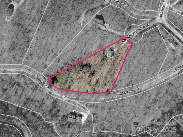 43 Hungryneck Hollow Ln, Saluda, NC 28773 - aerial view of property's location with property parcel outlined