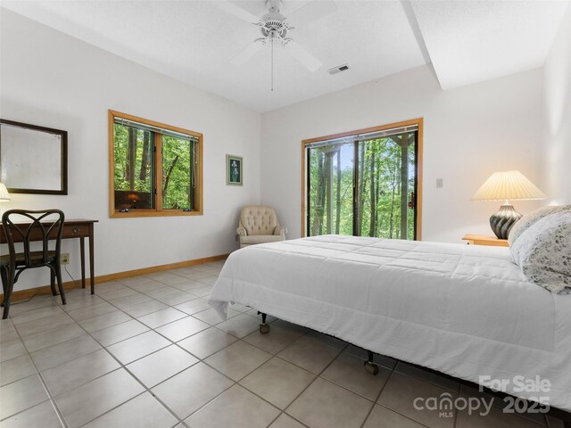 43 Hungryneck Hollow Ln, Saluda, NC 28773 - bedroom with multiple windows, access to outside, light tile patterned floors, and baseboards