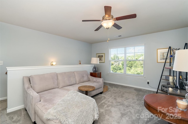 6156 Kilchurn Dr, Fort Mill, SC 29707 - carpeted living area with baseboards and ceiling fan
