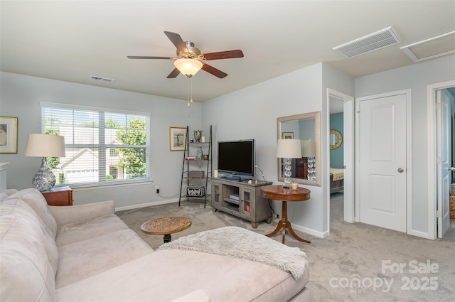 6156 Kilchurn Dr, Fort Mill, SC 29707 - living room featuring ceiling fan and carpet