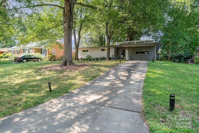 5742 Murrayhill Rd, Charlotte, NC 28210 - view of front of property featuring concrete driveway, a front yard, and an attached carport