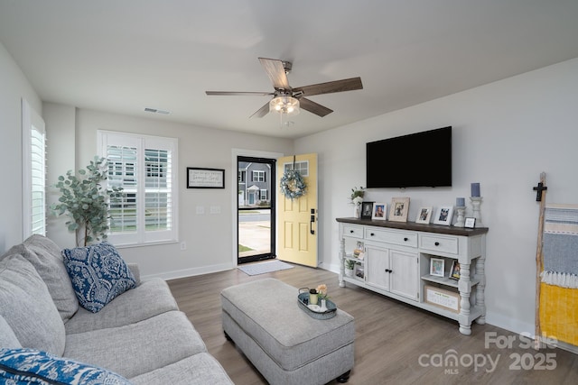 154 Stella Ln Unit A, Troutman, NC 28166 - living area featuring dark wood-style floors and ceiling fan