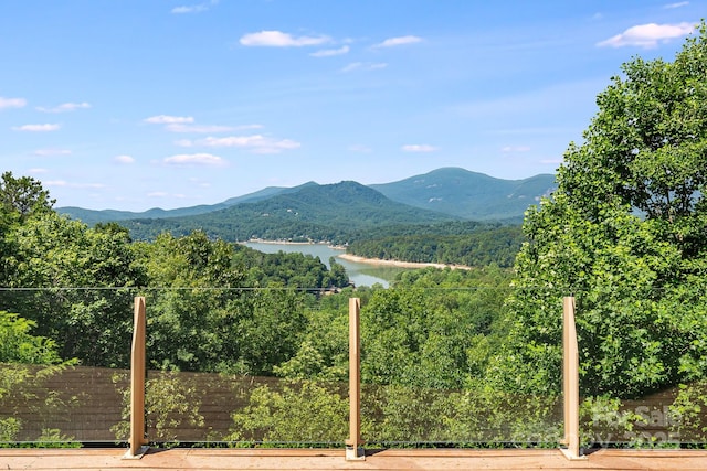 122 Eagles Crest Way, Lake Lure, NC 28746 - view of mountain background with a large body of water and a heavily wooded area