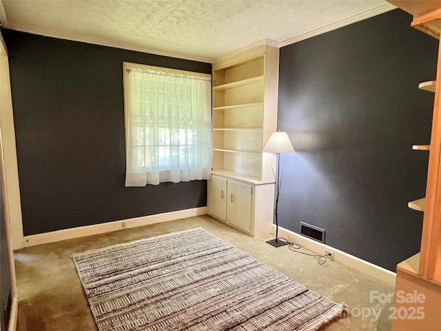 511 Westview St SW, Lenoir, NC 28645 - unfurnished room featuring light carpet, crown molding, baseboards, and a textured ceiling