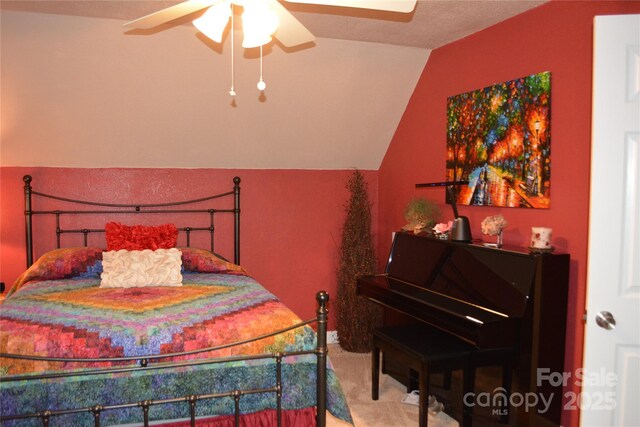 394 Hummingbird Ln, Elk Park, NC 28622 - bedroom featuring vaulted ceiling and carpet flooring