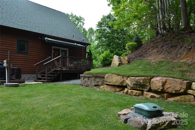 394 Hummingbird Ln, Elk Park, NC 28622 - view of grassy yard featuring a deck