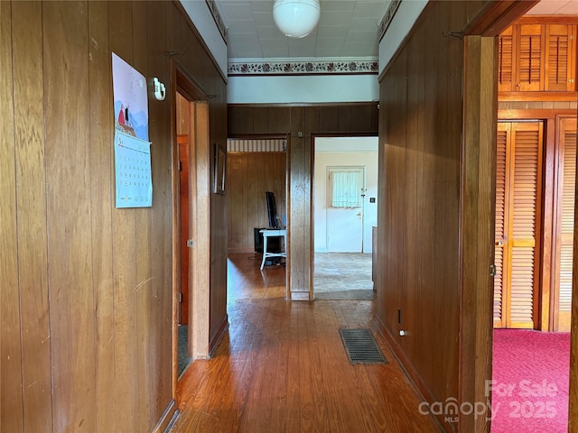 28 Central Ave, Granite Falls, NC 28630 - hallway featuring wooden walls and wood finished floors