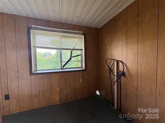 28 Central Ave, Granite Falls, NC 28630 - carpeted empty room featuring wood walls