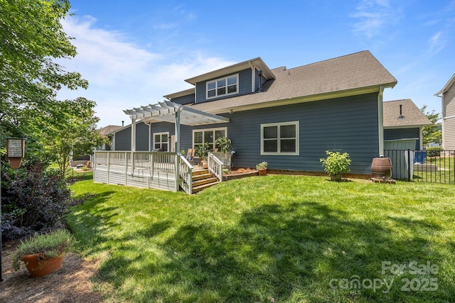 11329 Fullerton Place Dr NW, Huntersville, NC 28078 - rear view of property with a pergola, a deck, and roof with shingles