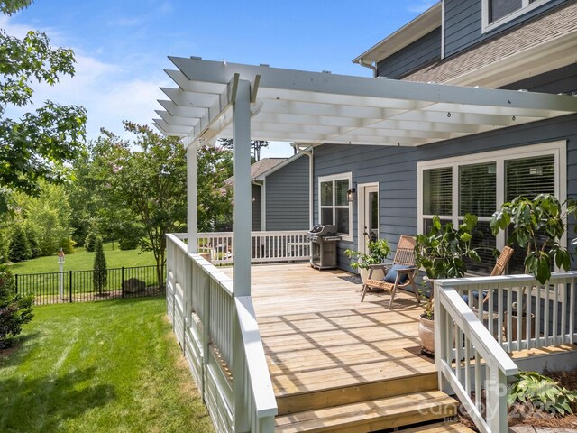 11329 Fullerton Place Dr NW, Huntersville, NC 28078 - wooden deck featuring a pergola and area for grilling