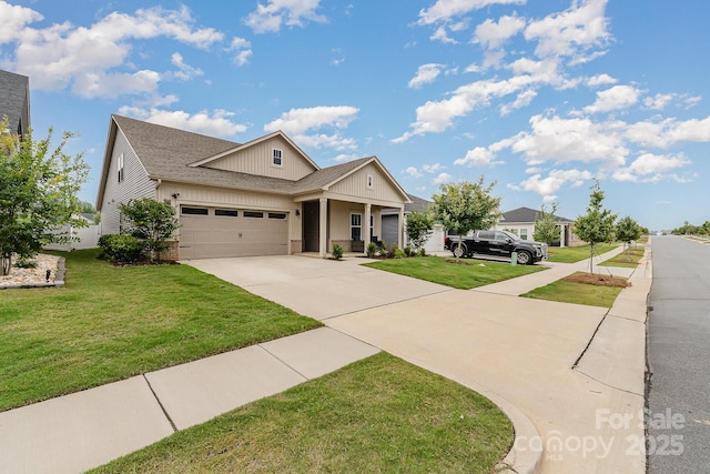 9274 Dunwich Dr, Gastonia, NC 28056 - craftsman inspired home featuring concrete driveway, a front lawn, a garage, and board and batten siding