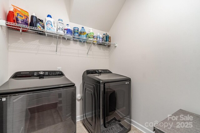 9274 Dunwich Dr, Gastonia, NC 28056 - laundry room featuring independent washer and dryer and baseboards