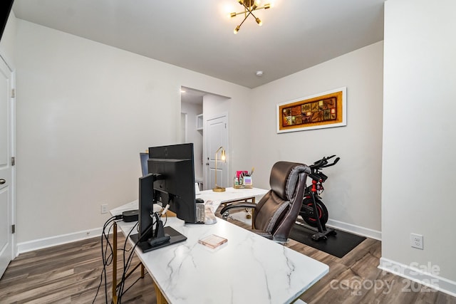 9274 Dunwich Dr, Gastonia, NC 28056 - home office with dark wood-style flooring and baseboards