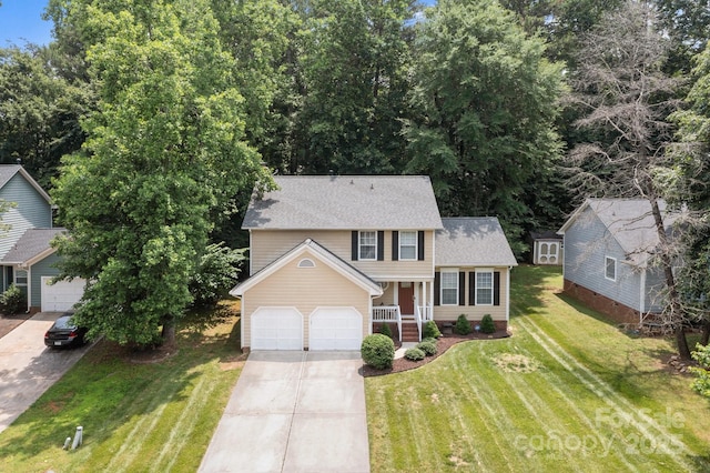 7212 Morsey Ct, Charlotte, NC 28269 - view of front of property featuring concrete driveway, an attached garage, a front lawn, and a shingled roof