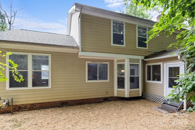 7212 Morsey Ct, Charlotte, NC 28269 - rear view of house with crawl space and a shingled roof