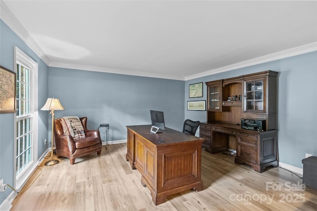 2917 Rustic Ln, Charlotte, NC 28210 - office featuring ornamental molding and light wood-type flooring