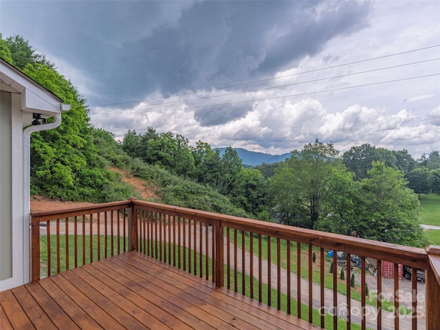 558 Liner Cove Rd, Waynesville, NC 28786 - wooden deck featuring a lawn