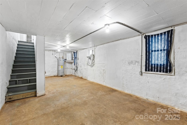2519 2nd Ave SW, Hickory, NC 28602 - unfinished below grade area with electric water heater and stairway