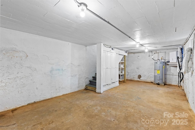 2519 2nd Ave SW, Hickory, NC 28602 - unfinished basement with electric water heater and stairway