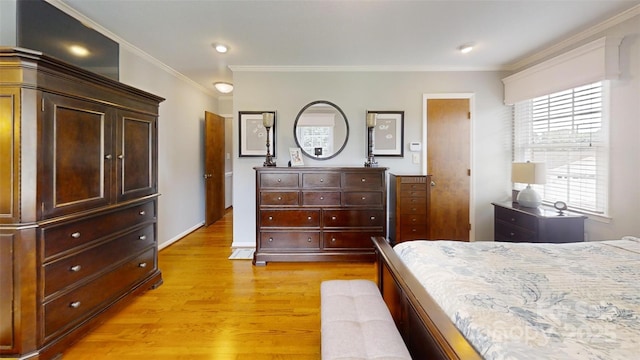 1695 Arden Dr, Lincolnton, NC 28092 - bedroom with light wood-style floors, crown molding, and recessed lighting