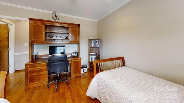 1695 Arden Dr, Lincolnton, NC 28092 - bedroom with wood finished floors, ornamental molding, and an office area