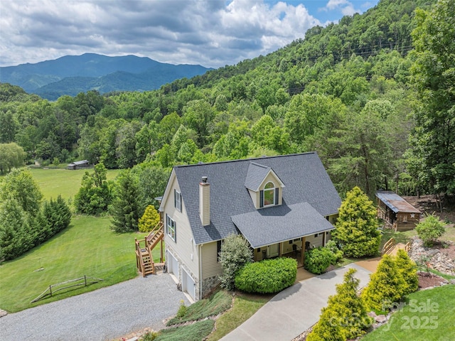 80 Feather Ln, Waynesville, NC 28786 - view from above of property featuring a heavily wooded area and mountains