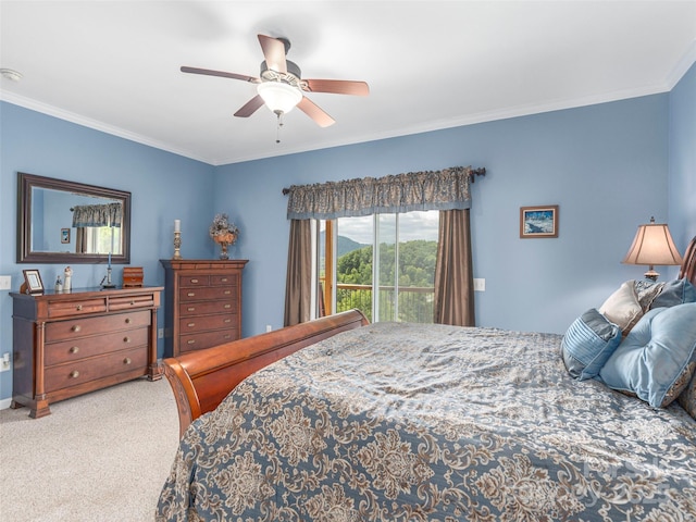 80 Feather Ln, Waynesville, NC 28786 - bedroom with ornamental molding, carpet flooring, and ceiling fan