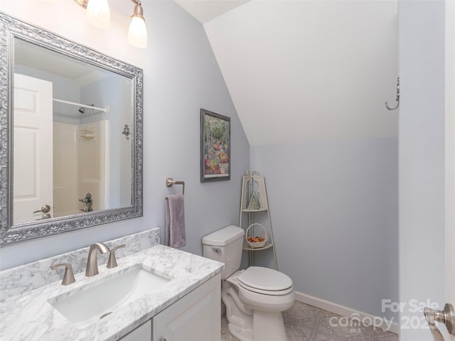80 Feather Ln, Waynesville, NC 28786 - full bath featuring lofted ceiling, vanity, and a shower