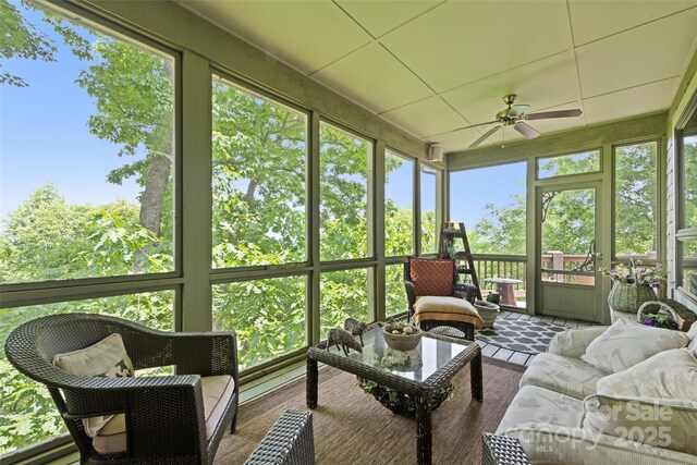 102 Coyote Rdg, Maggie Valley, NC 28751 - sunroom / solarium featuring ceiling fan and outdoor lounge area