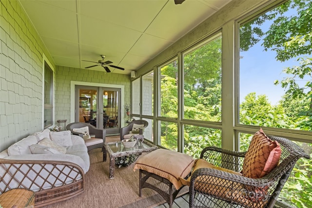 102 Coyote Rdg, Maggie Valley, NC 28751 - sunroom with ceiling fan, french doors, and an outdoor hangout area