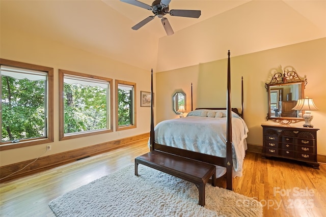 102 Coyote Rdg, Maggie Valley, NC 28751 - bedroom with multiple windows, high vaulted ceiling, wood finished floors, and baseboards