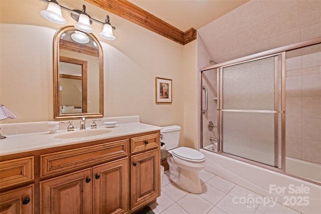 102 Coyote Rdg, Maggie Valley, NC 28751 - full bath with toilet, combined bath / shower with glass door, vanity, and tile patterned flooring