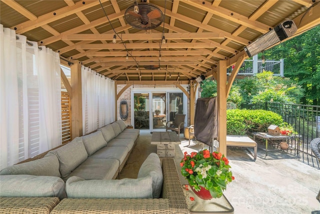 333 Garden Valley Dr, Winston Salem, NC 27107 - view of patio with an outdoor hangout area, a ceiling fan, and a gazebo