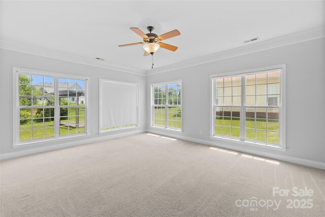 112 Doyle Farm Ln, Mooresville, NC 28115 - unfurnished room featuring crown molding, baseboards, carpet floors, and a ceiling fan