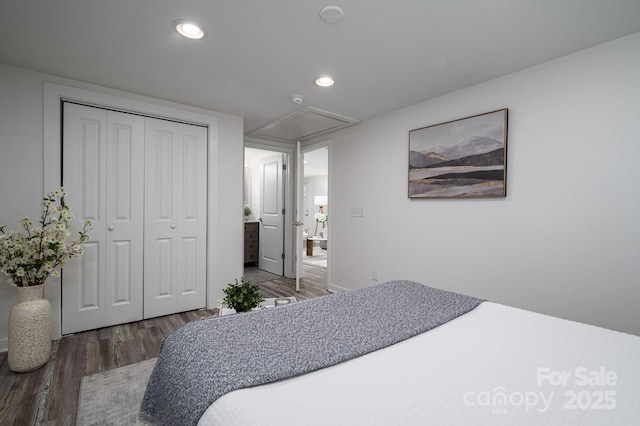 1212 Frank Ext, Rock Hill, SC 29730 - bedroom with attic access, wood finished floors, a closet, and recessed lighting