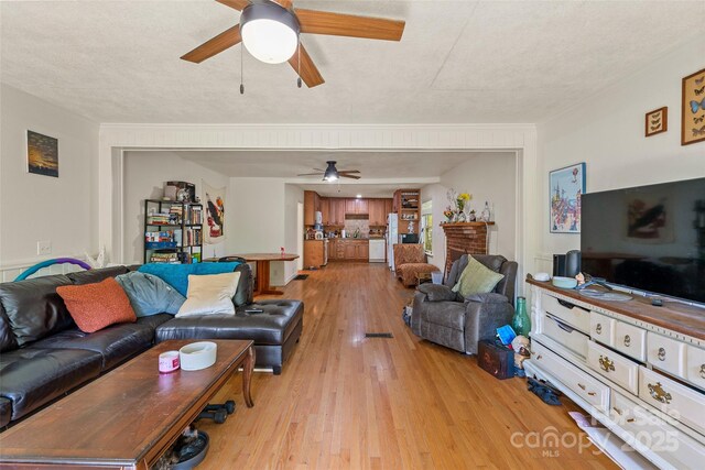 14 Luckenbach Dr, Fairview, NC 28730 - living area with ceiling fan and light wood-style flooring