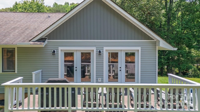 100 Donna Dr, Franklin, NC 28734 - rear view of property with a shingled roof and french doors