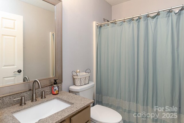 100 Donna Dr, Franklin, NC 28734 - bathroom featuring toilet, vanity, and curtained shower