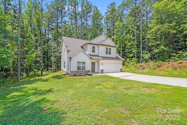 2612 Cold Springs Rd, Concord, NC 28025 - view of front of home with driveway, a garage, a front lawn, and a shingled roof