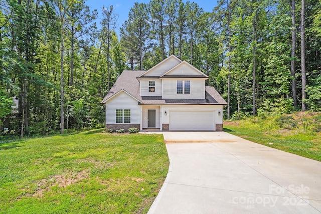 2612 Cold Springs Rd, Concord, NC 28025 - traditional-style house with concrete driveway, a garage, a front yard, and a shingled roof