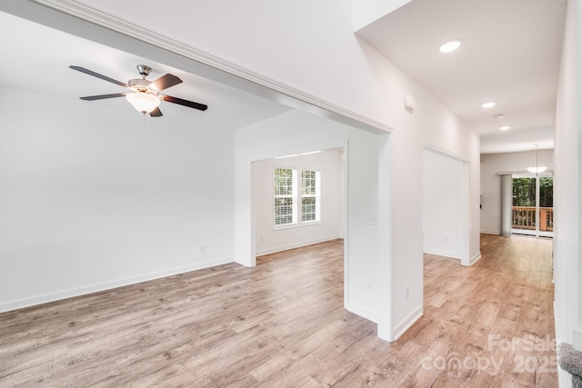 2612 Cold Springs Rd, Concord, NC 28025 - spare room featuring plenty of natural light, light wood finished floors, recessed lighting, and a ceiling fan