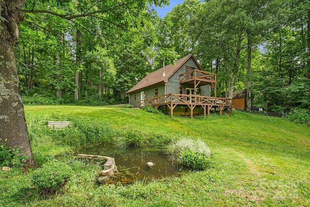 24 Cataloochee Ln, Waynesville, NC 28785 - view of grassy yard featuring a wooden deck