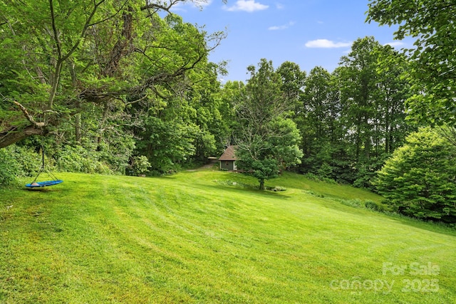 24 Cataloochee Ln, Waynesville, NC 28785 - view of grassy yard with a wooded view