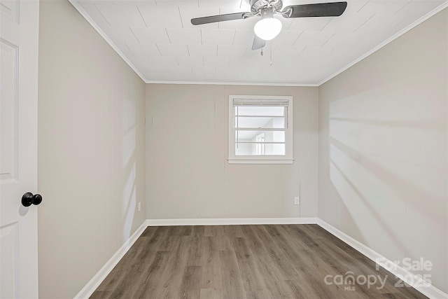 240 Swink Ave, Salisbury, NC 28147 - spare room featuring ornamental molding, wood finished floors, ceiling fan, and baseboards