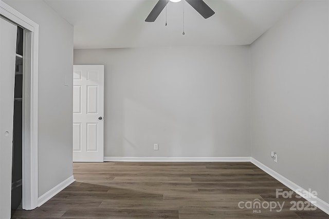 240 Swink Ave, Salisbury, NC 28147 - spare room featuring a ceiling fan, baseboards, and dark wood-type flooring