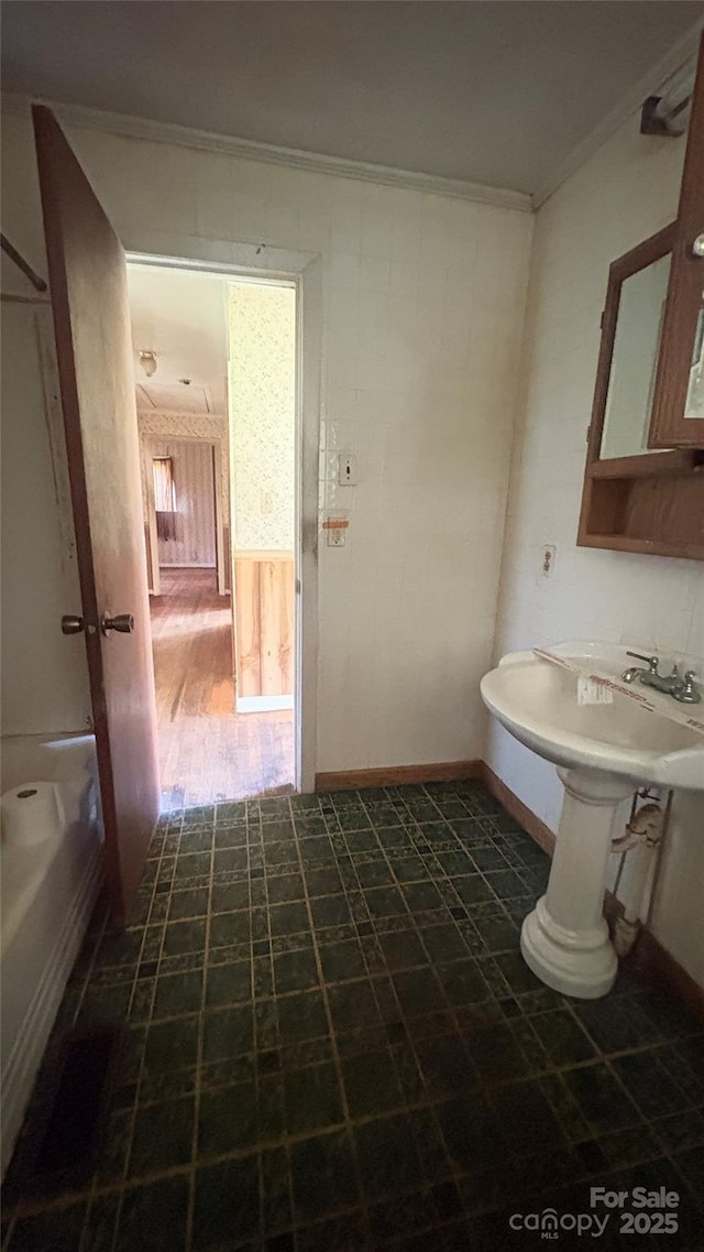 1073 Springdale Dr, Maiden, NC 28650 - bathroom with crown molding and tile patterned floors